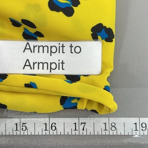 Cabi Blouse Women's XS Extra Small Yellow Leopard Print Sunny Tie Wrap Peplum - Picture 13 of 14